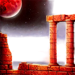 Blood Moon Over Ruins Png Hsh4 PNG Image