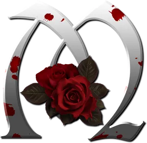 Bloody Rose Letter M PNG Image