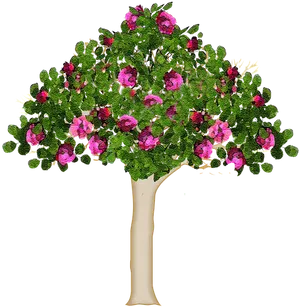 Blooming Flower Tree Illustration.png PNG Image