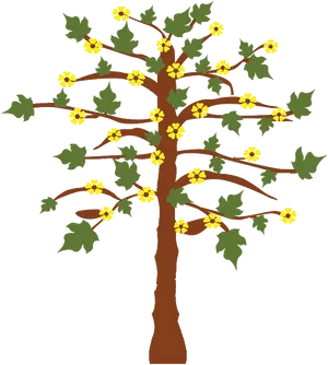 Blooming Tree Illustration PNG Image