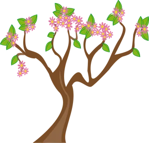 Blossoming Flower Tree Vector PNG Image