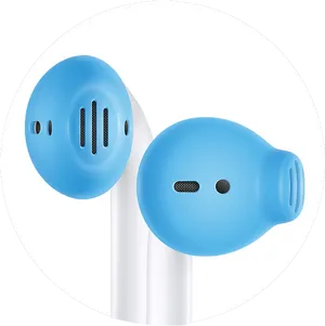 Blue Airpods Close Up PNG Image