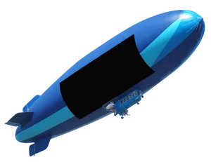 Blue Airship Against Sky PNG Image