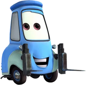 Blue Animated Forklift Character PNG Image