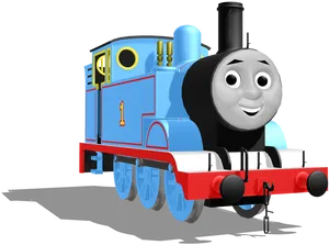 Blue Animated Train Character PNG Image