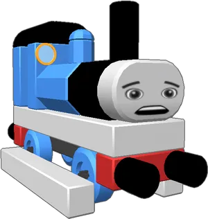 Blue Animated Train Character PNG Image