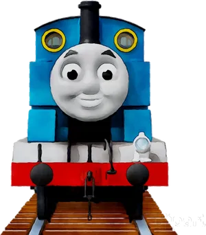 Blue Animated Train Character PNG Image