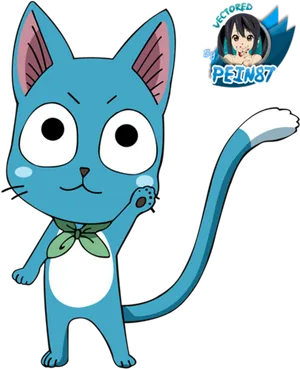 Blue_ Anime_ Cat_ Vector_ Art PNG Image