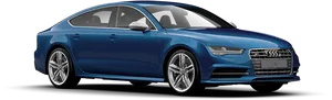 Blue Audi S7 Side View PNG Image