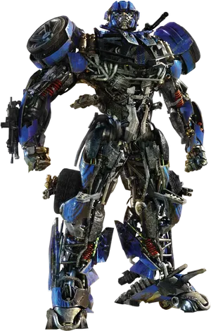 Blue Autobot Transformer Standing PNG Image