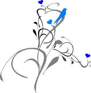 Blue Birdon Floral Vine Graphic PNG Image