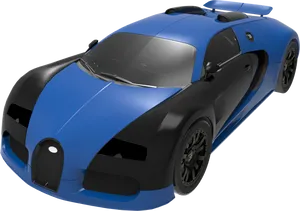 Blue Black Bugatti Veyron Side View PNG Image