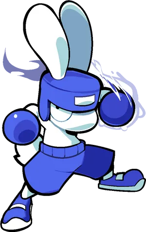 Blue_ Boxing_ Rabbit_ Cartoon PNG Image