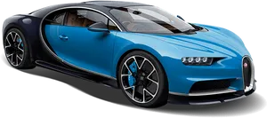 Blue Bugatti Chiron Side View PNG Image