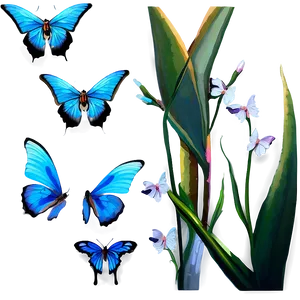 Blue Butterflies D PNG Image