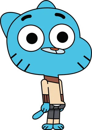 Blue Cartoon Cat Character Standing PNG Image