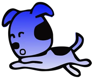 Blue Cartoon Dog Running PNG Image