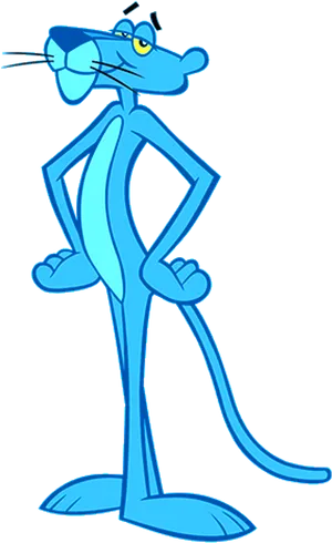 Blue Cartoon Panther Standing PNG Image