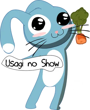 Blue Cartoon Rabbit Carrot Broccoli PNG Image