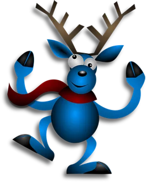 Blue Cartoon Reindeer PNG Image