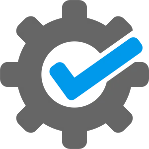 Blue Checkmark Gear Icon PNG Image