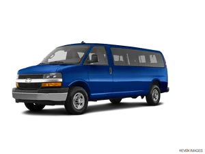 Blue Chevrolet Passenger Van Side View PNG Image