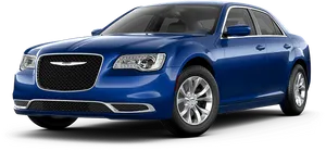 Blue Chrysler Sedan Profile View PNG Image