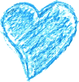 Blue Crayon Heart Drawing PNG Image