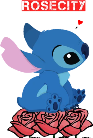 Blue Creatureon Roses PNG Image