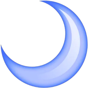 Blue Crescent Moon Illustration PNG Image