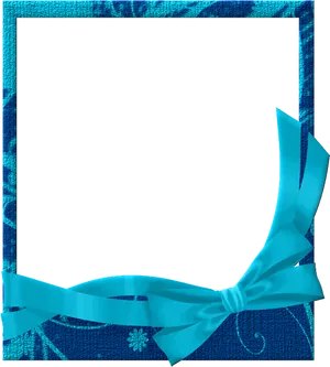 Blue Decorative Framewith Ribbon PNG Image