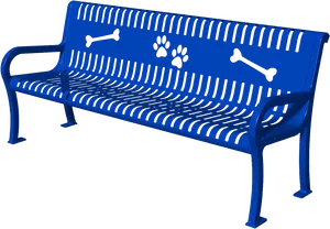 Blue Dog Themed Park Bench PNG Image