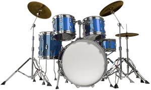 Blue Drum Set Isolatedon Black PNG Image