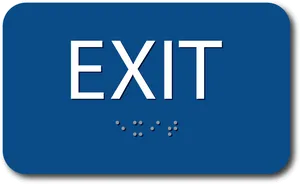 Blue Exit Signwith Braille PNG Image