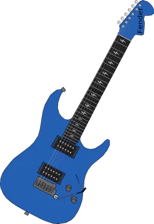 Blue Fender Electric Guitar Illustration PNG Image