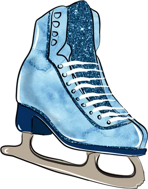 Blue Figure Skate Illustration PNG Image