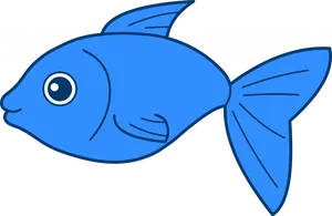Blue Fish Cartoon Illustration PNG