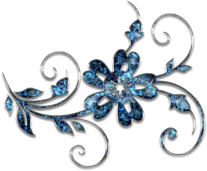 Blue Floral Abstract Art PNG Image