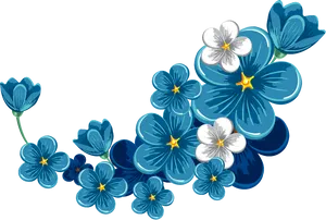 Blue_ Floral_ Border_ Design PNG Image