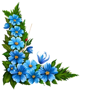 Blue Floral Corner Border Png 66 PNG Image