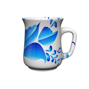 Blue Floral Design Ceramic Mug PNG Image