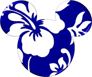 Blue Floral Mickey Mouse Design PNG Image