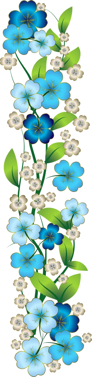 Blue_ Floral_ Vertical_ Border_ Design PNG Image