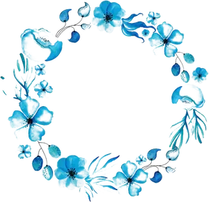 Blue Floral Watercolor Frame PNG Image