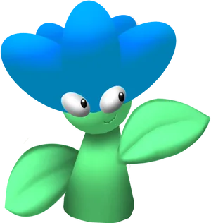 Blue Flower Creature Illustration PNG Image