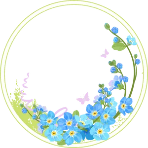 Blue_ Flowers_ Circle_ Frame PNG Image