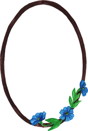 Blue Flowers Oval Frame PNG Image