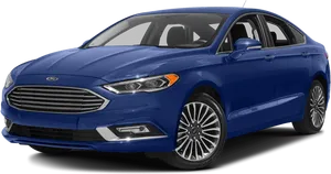 Blue Ford Fusion Sedan Profile View PNG Image