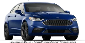 Blue Ford Fusion Sedan Profile View PNG Image