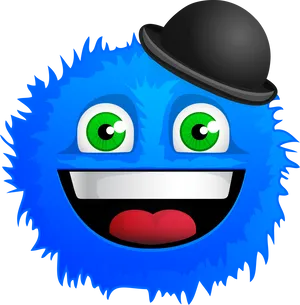 Blue Furry Monsterwith Hat PNG Image